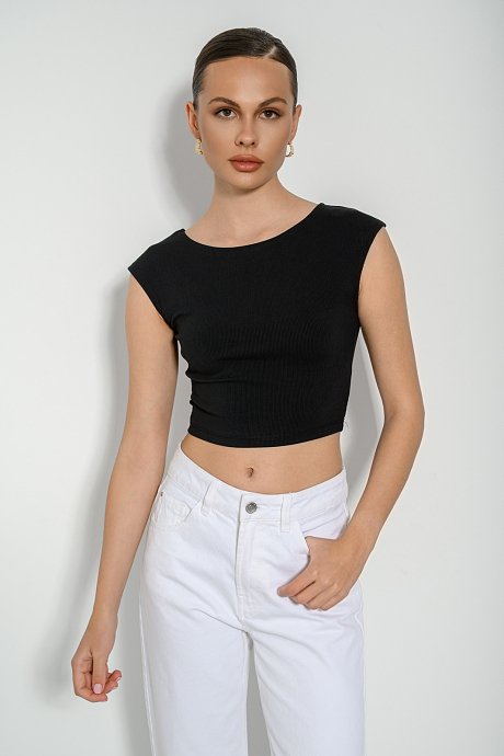Sleeveless rib cropped top