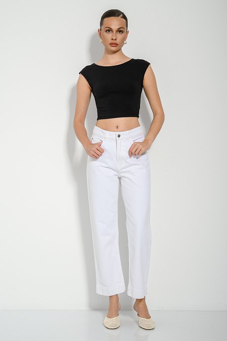 Sleeveless rib cropped top