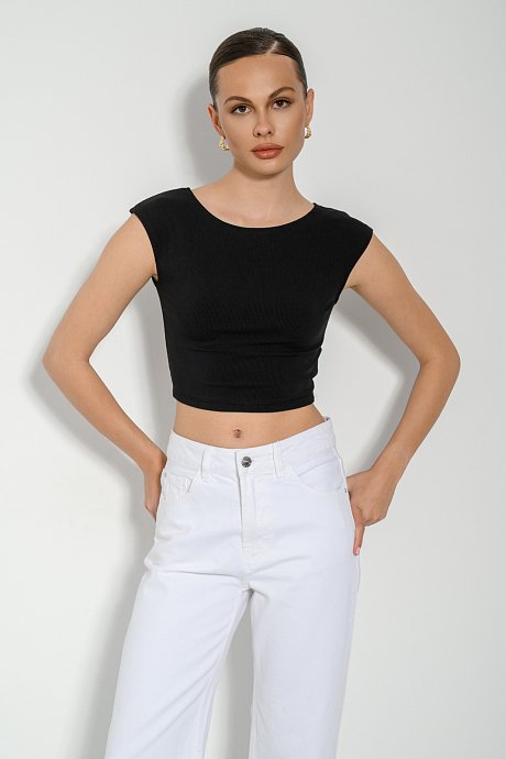 Sleeveless rib cropped top