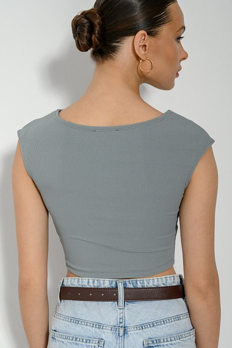Sleeveless rib cropped top