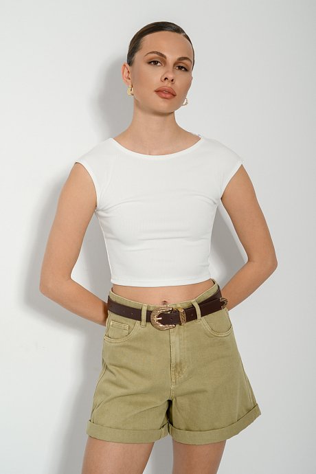 Sleeveless rib cropped top