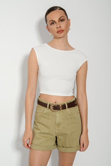 Sleeveless rib cropped top