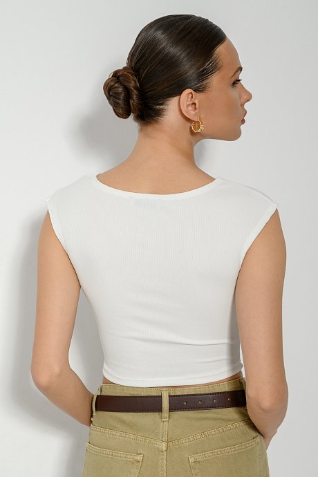 Sleeveless rib cropped top