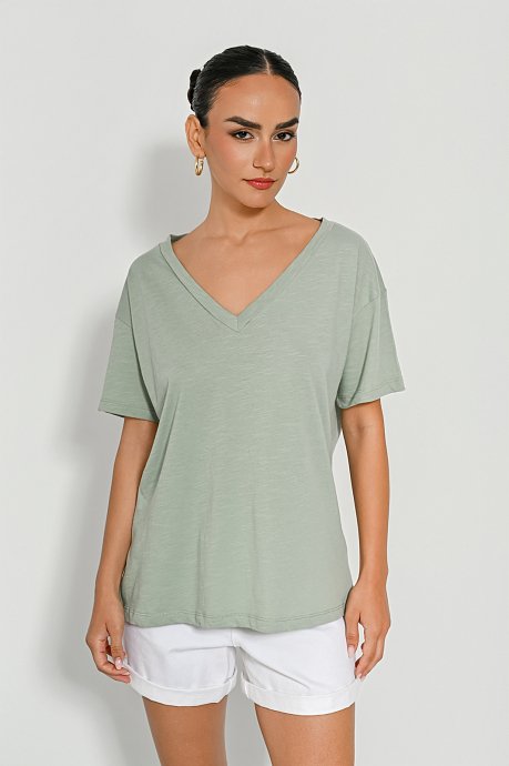 Basic blouse with short sleeves