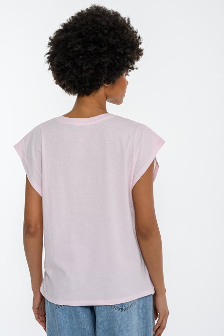 T-shirt με τύπωμα και V λαιμόκοψη