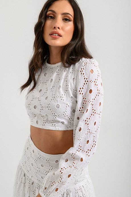 Cropped top with perforated details