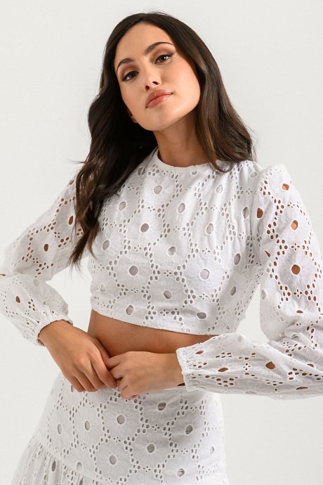 Cropped top with perforated details