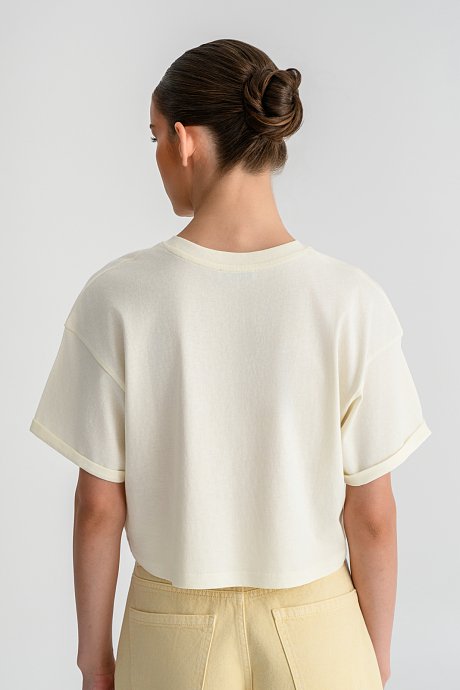 Κροπ t-shirt με τύπωμα