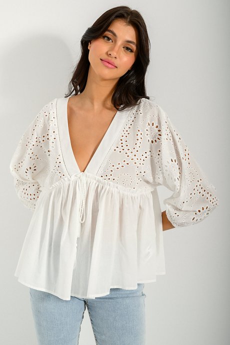 Blouse with perforated details