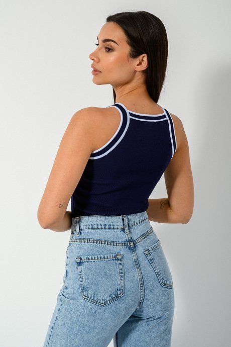 Cropped knit with halter neckline