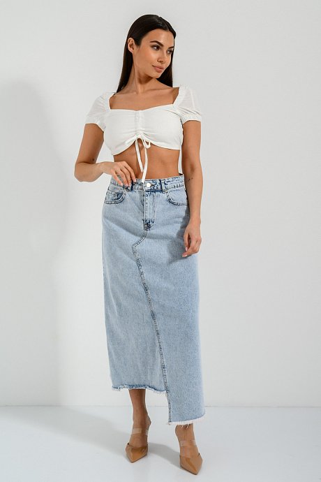 Cropped top with shirring detail
