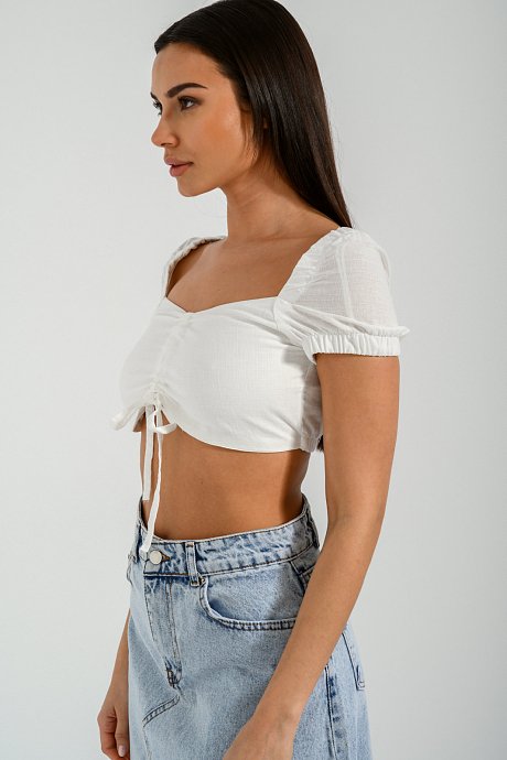 Cropped top with shirring detail