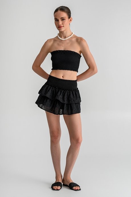 Strapless κροπ τοπ με σφηκοφωλιά