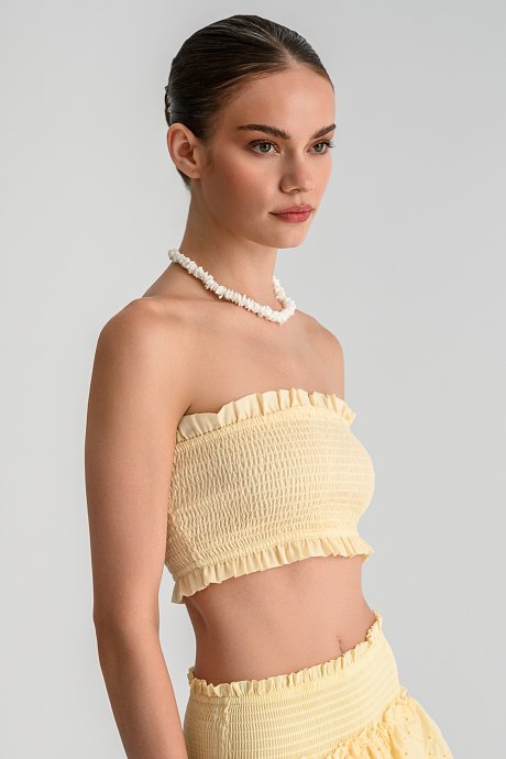 Strapless κροπ τοπ με σφηκοφωλιά