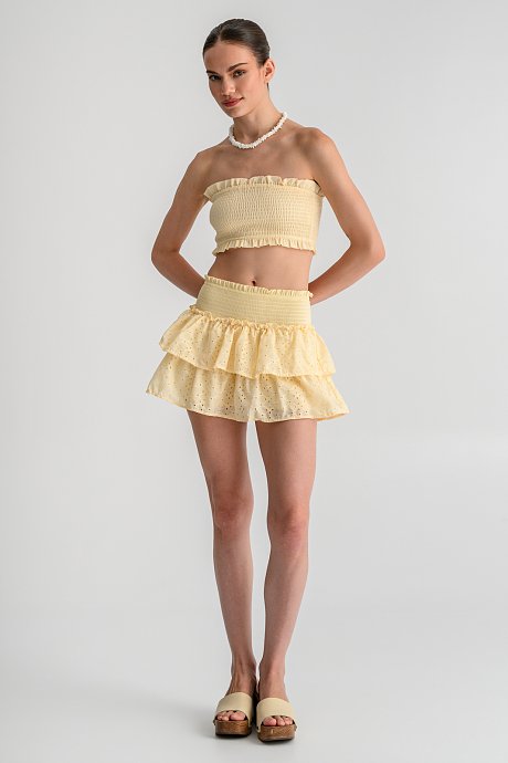 Strapless κροπ τοπ με σφηκοφωλιά