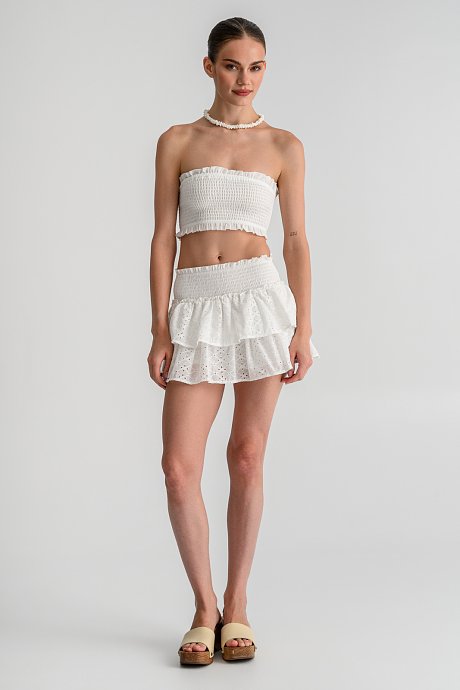 Strapless κροπ τοπ με σφηκοφωλιά