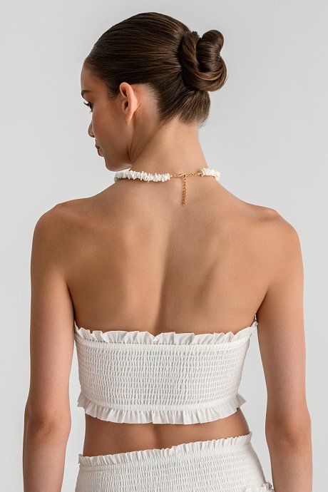 Strapless κροπ τοπ με σφηκοφωλιά