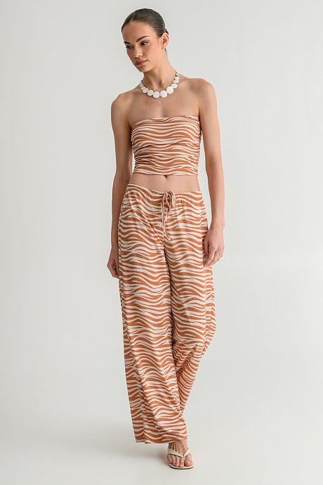 Strapless κροπ τοπ με zebra print