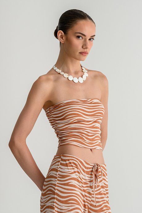 Strapless κροπ τοπ με zebra print