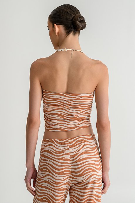 Strapless κροπ τοπ με zebra print