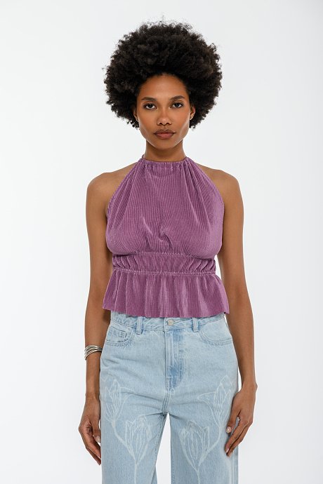 Pleated halter top