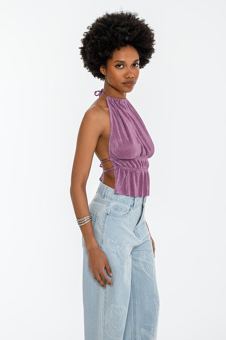 Pleated halter top