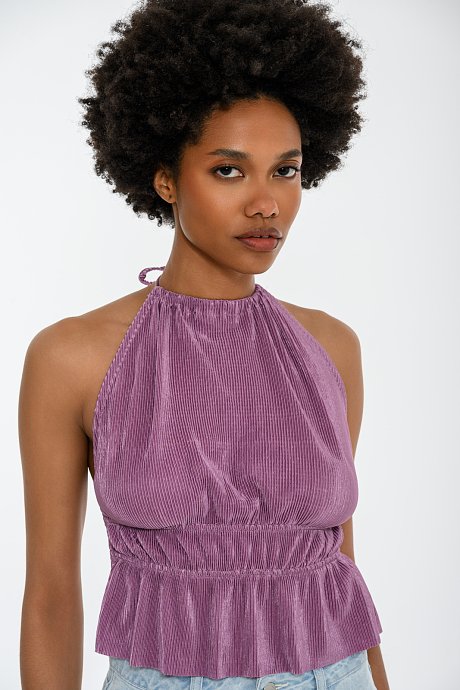 Pleated halter top
