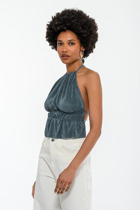Pleated halter top