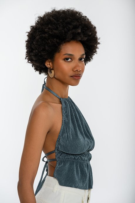 Pleated halter top