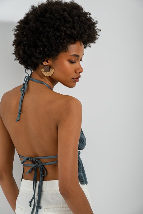 Pleated halter top