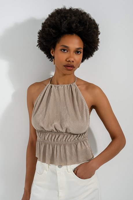 Pleated halter top
