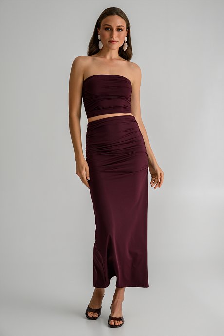 Strapless λύκρα κροπ τοπ με σούρες