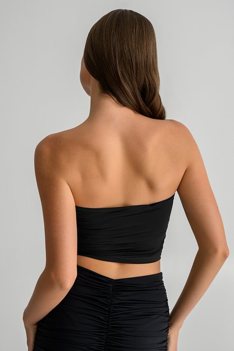 Strapless λύκρα κροπ τοπ με σούρες