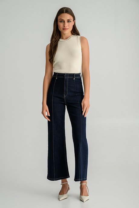 Knitted sleeveless top with rhinestone chain detail