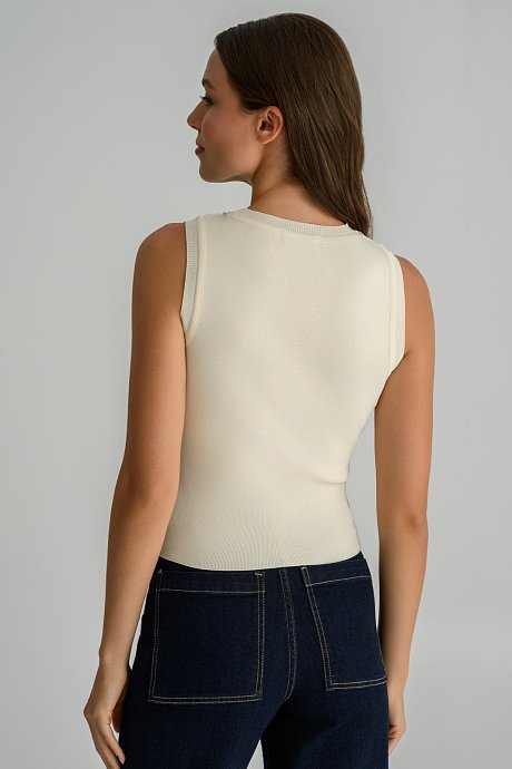 Knitted sleeveless top with rhinestone chain detail