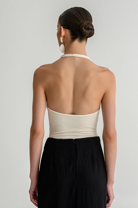Halter bodysuit with cut out detail