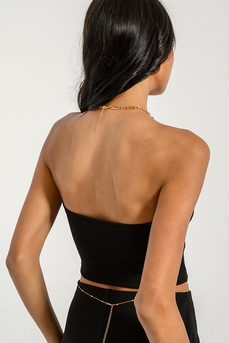 Ribbed strapless crop top