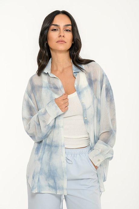 Oversized ημιδιάφανο πουκάμισο tie dye
