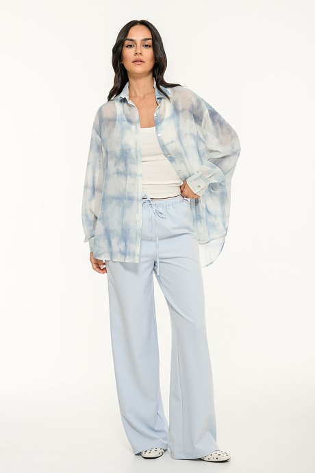 Oversized ημιδιάφανο πουκάμισο tie dye