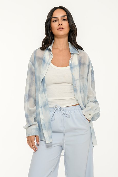 Oversized ημιδιάφανο πουκάμισο tie dye