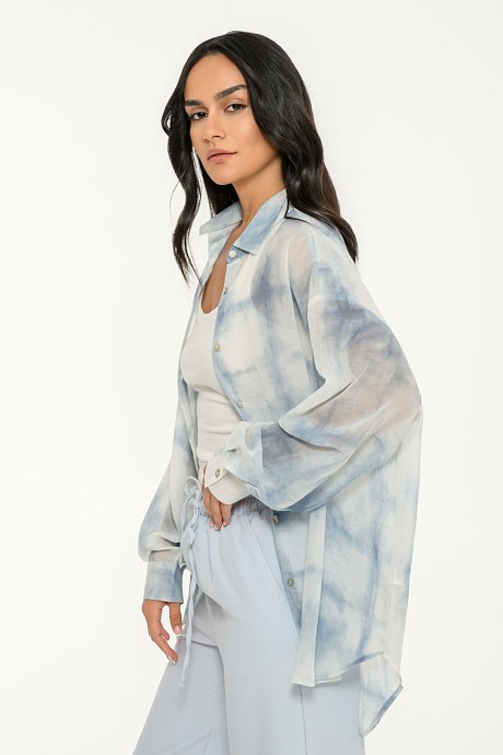 Oversized ημιδιάφανο πουκάμισο tie dye
