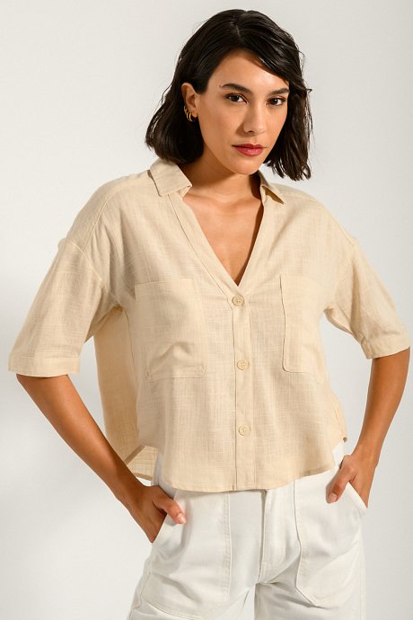 Linen cropped shirt