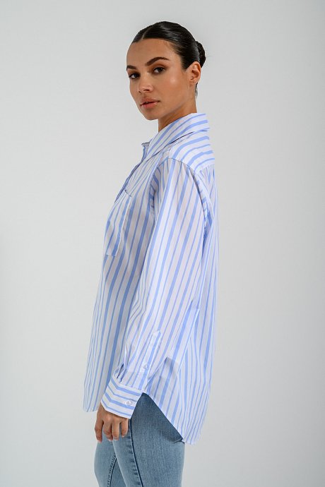 Oversized poplin shirt with stripes