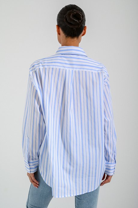 Oversized poplin shirt with stripes