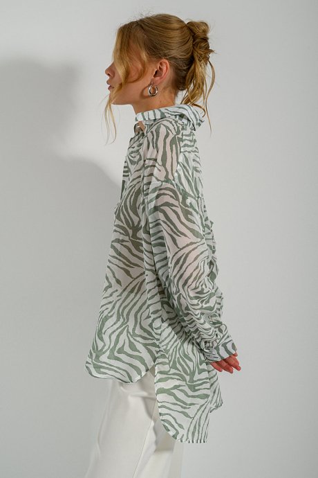 Semi see- through shirt with zebra print