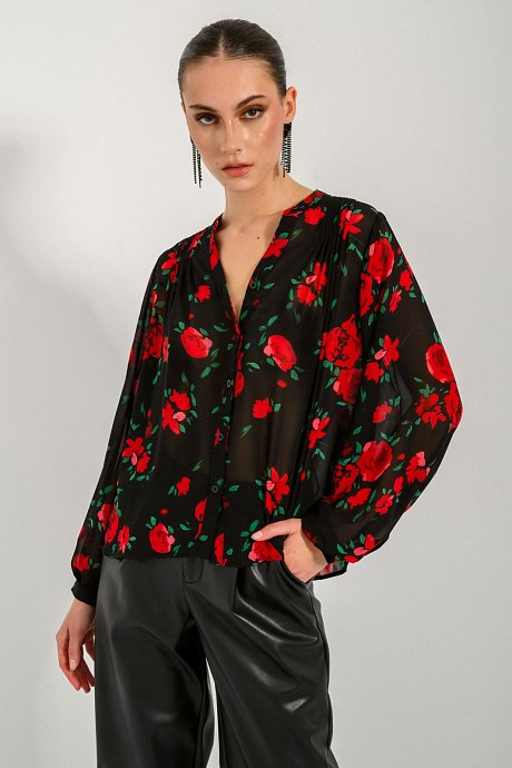 Semi- see through floral shirt