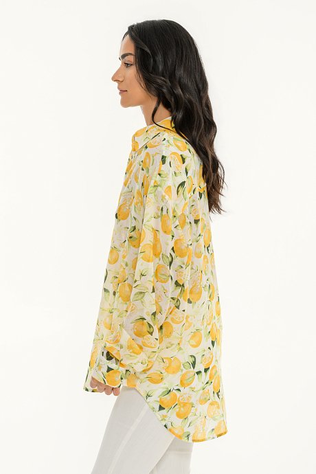 Oversized ημιδιάφανο πουκάμισο με print