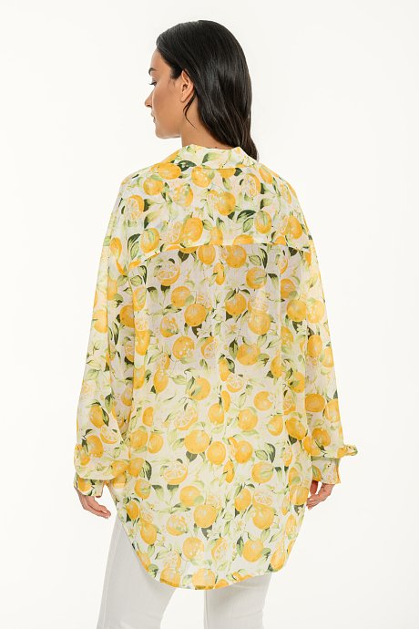 Oversized ημιδιάφανο πουκάμισο με print