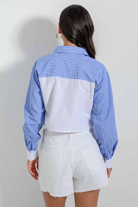 Cropped shirt with stripes