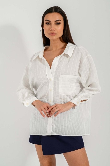 Semi see-through shirt with stripes